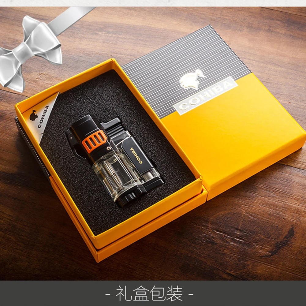 Зажигалка для сигар зажигалка табака с 3 фонарь ками Заправляемый инструмент