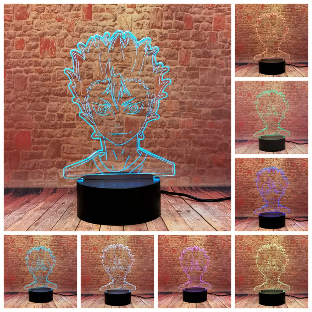 

Haikyuu Model 3D Illusion LED Desk Nightlight Colorful Change Lamp Yu Nishinoya Anime Figure Toys