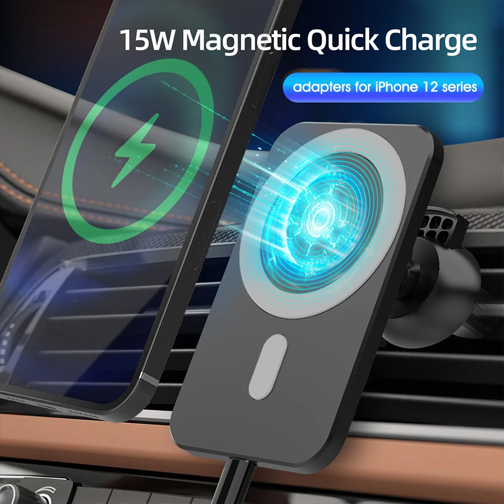 

15W NEW Magnetic Wireless Charger Qi Fast Charging Mount Air Vent Phone Stand For iPhone 12 Pro Max Mini Car Holder