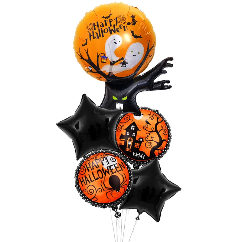 5Pcs Halloween Pumpkin Skull Spider Ghost Bat Foil Balloon Party Kids Toys Trick or Treat Home Festival Decor Supplies |