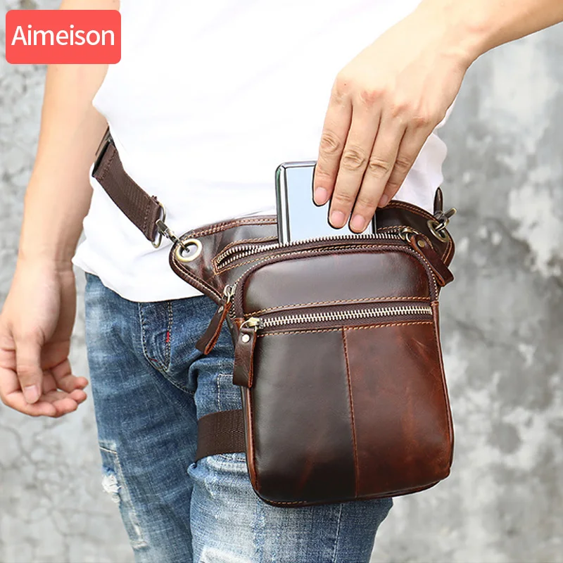 Aimeison натуральная кожа поясная сумка для мужчин забавная на пояс мужская с