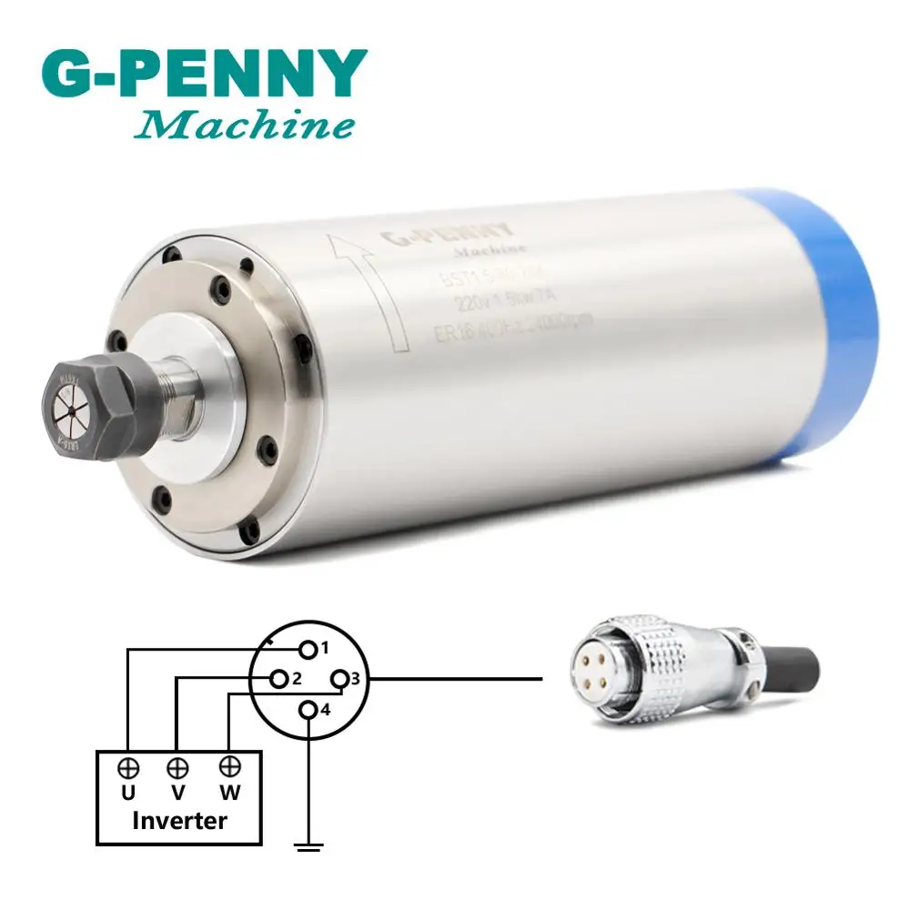 220V 1.5KW ER16 фрезерный станок с ЧПУ с водяным охлаждением шпинделя двигатель 80x220 мм 4 подшипники деревообрабатывающий станок& 80 мм шпинделя зажима круглая скобка