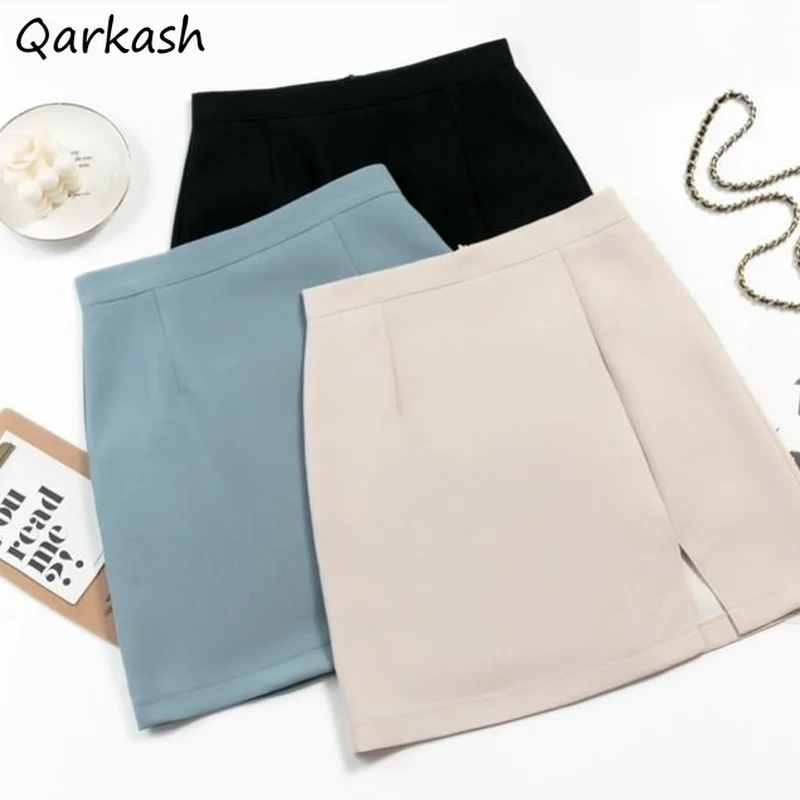 

Skirts Women Causal Chic A-line High Waist New Collection Basic Summer Simple Solid Office Ladies Temperament Ins Falda De Busto