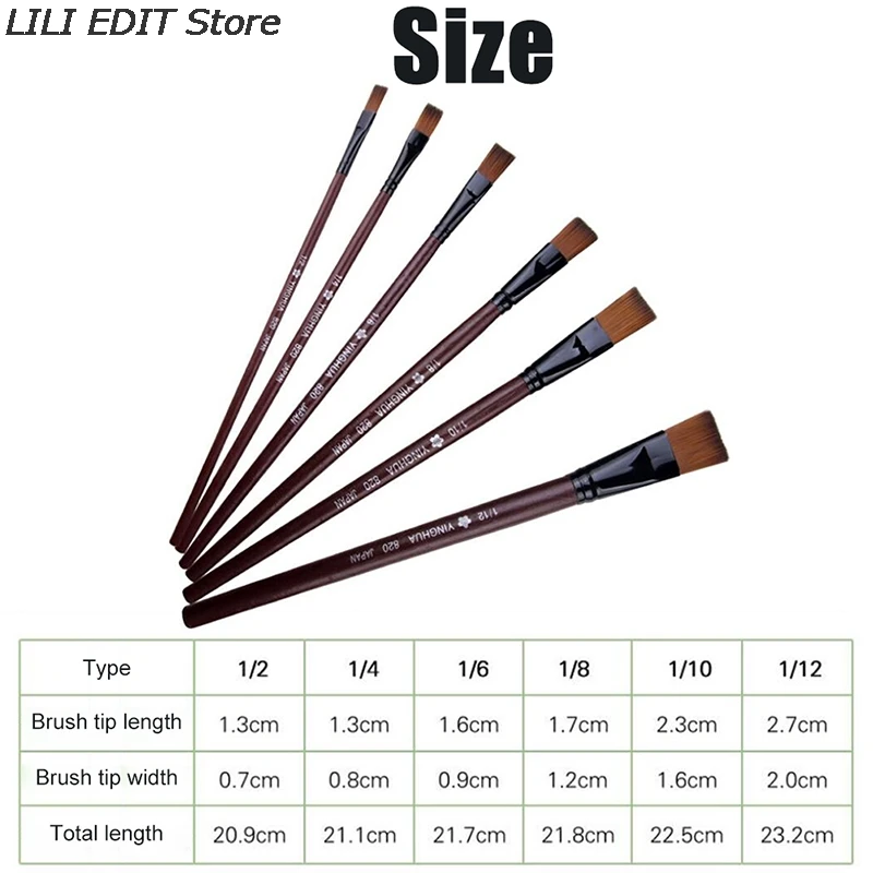

6pcs/set Artist Nylon Oil Paint Brush Pen For Painting Wooden Handle Paint Brushes For Acrylic Painting Student School Supplies