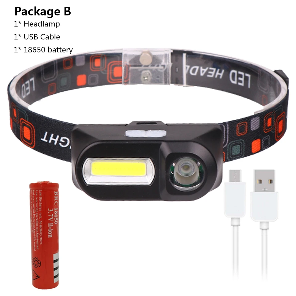 Option G Litwod Z207403 светодиодный налобный светильник 1000LM CREE XM-L2 T6 COB Micro USB зарядное устройство Головной фонарь портативный светильник фонарь - Испускаемый цвет: Option G