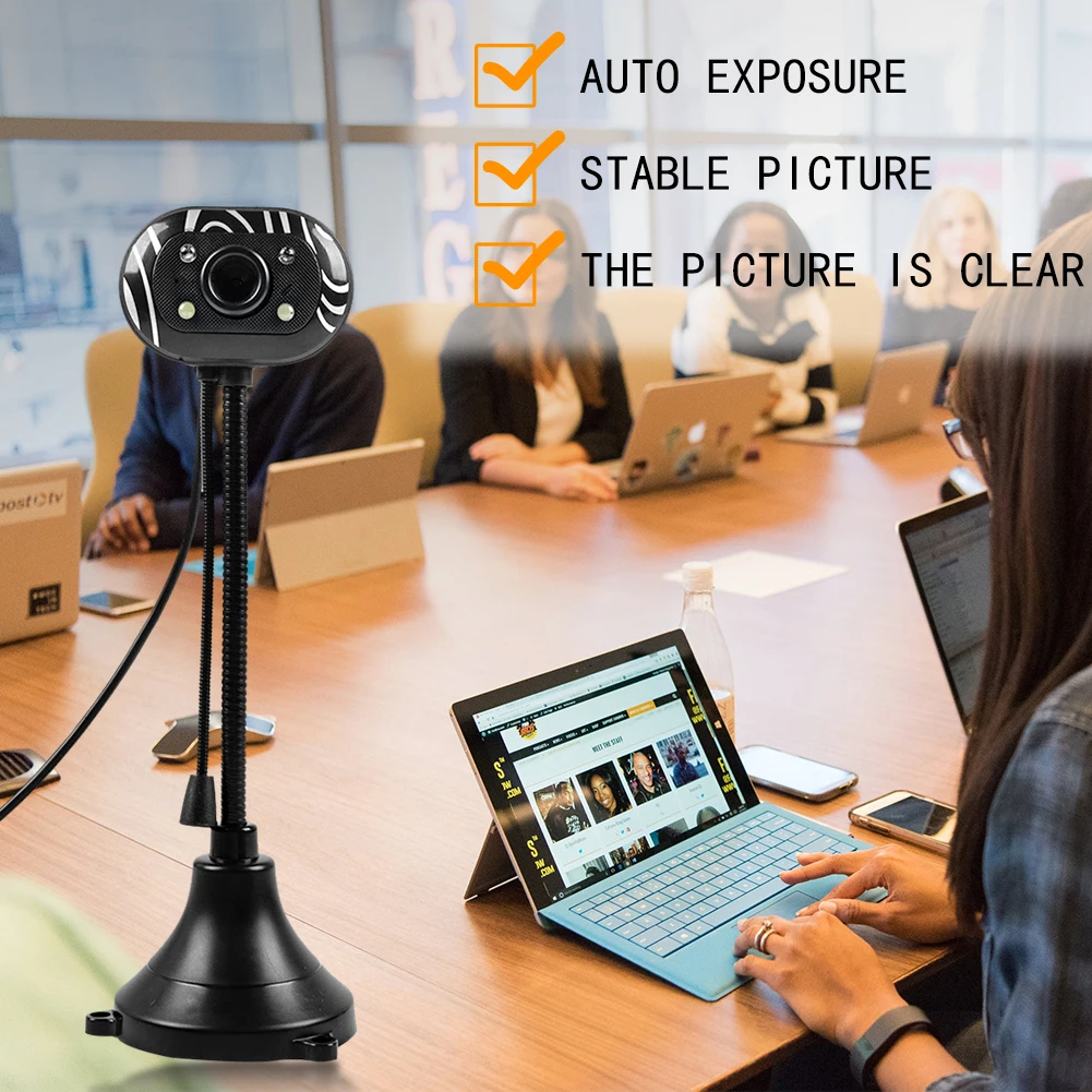 Светодиодный HD веб камера настольный компьютер ПК видео USB микрофон ночного