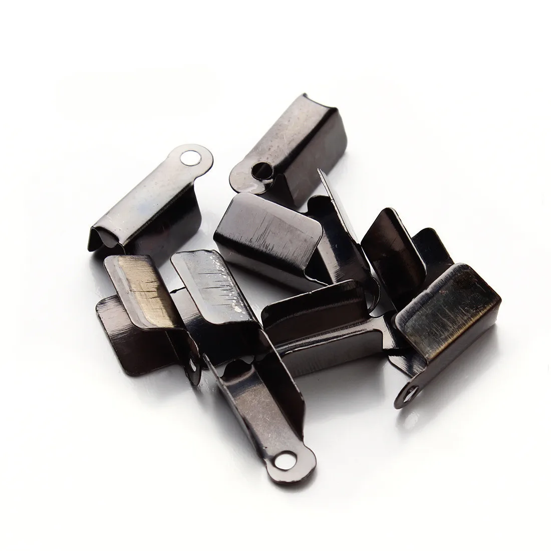 

200 Pcs/Lot Silver Clasps Cord End Caps String Ribbon Leather Clip Tip Fold Crimp Bead Connectors DIY Jewelry Making Supplies