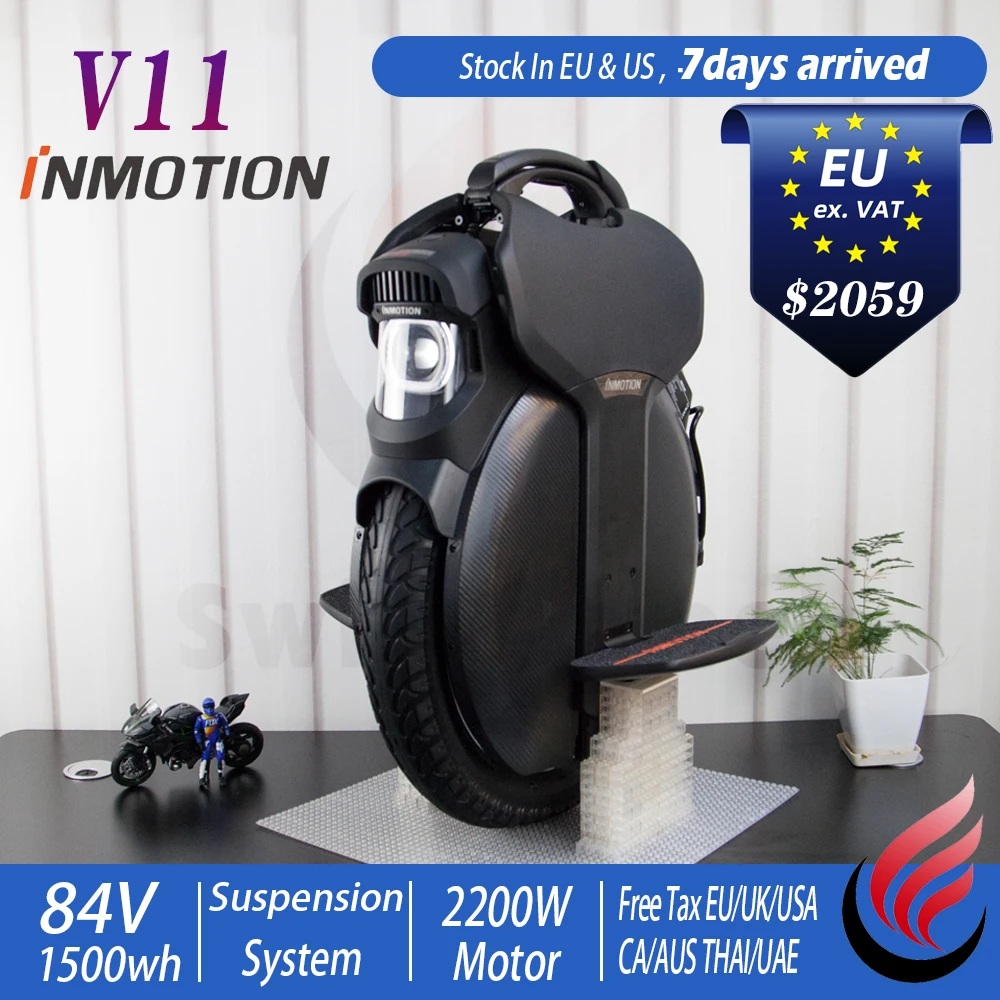 2022 INMOTION V11 Electric Unicycle 2200W Motor 1500Wh Air Suspension Commuter Monowheel Free Shipping From EU Warehouse