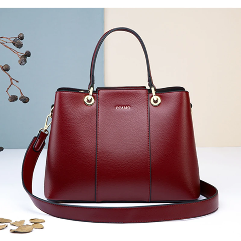 

100% Real Cowhide2021 New Large-capacity Portable One-shoulder Messenger Fashion Handbag Famous Luxury Designer Purses Sac Main