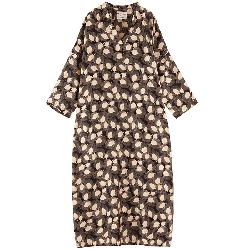 

IRINAQ130 Spring Summer 2021 Original Design New Arrivals Long Oversized Leaves Print Dress Women