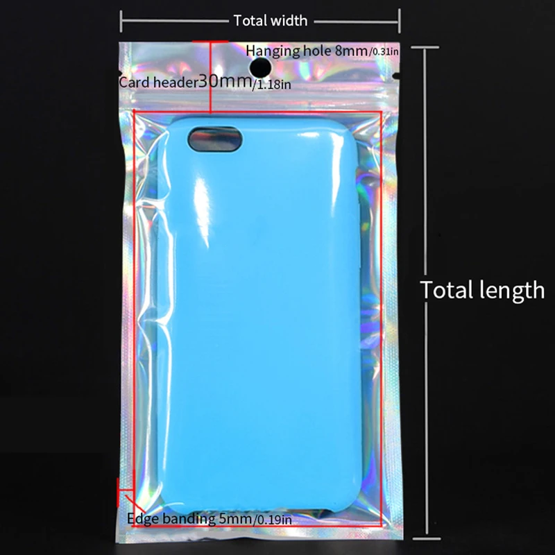 Фото 100 шт. подарок настроены Пластик Ziplock Телефон Чехол мешок из полиуретана с открытыми порами Лазерная упаковочная сумка утолщенной сумочки д... №4