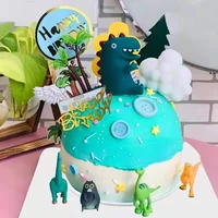 latex funny dinosaur cake topper dinosaur smile big tooth dinosaur happy birthday party supplies kids favors cake decoration