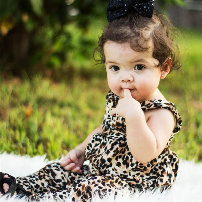 

Baby Girl's fashion Sleeveless round collar Cheetah Romper Leopard Bodysuit One Piece Summer Casual Clothes