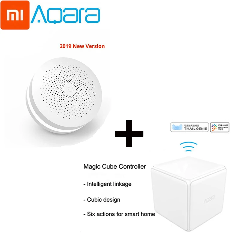 gateway with cube Xiaomi Aqara Magic Cube контроллер Zigbee версия управляется шестью мерами для умного дома устройство работает с Mijia Gateway MiHome - Цвет: gateway with cube