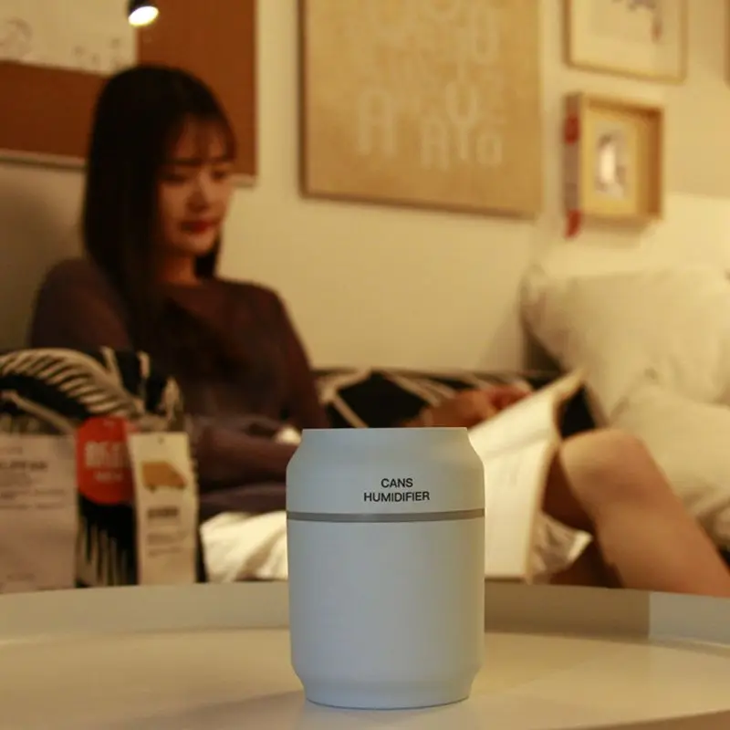 

Multi-Function Mini Can Air Humidifier With LED Night Light Mist Maker