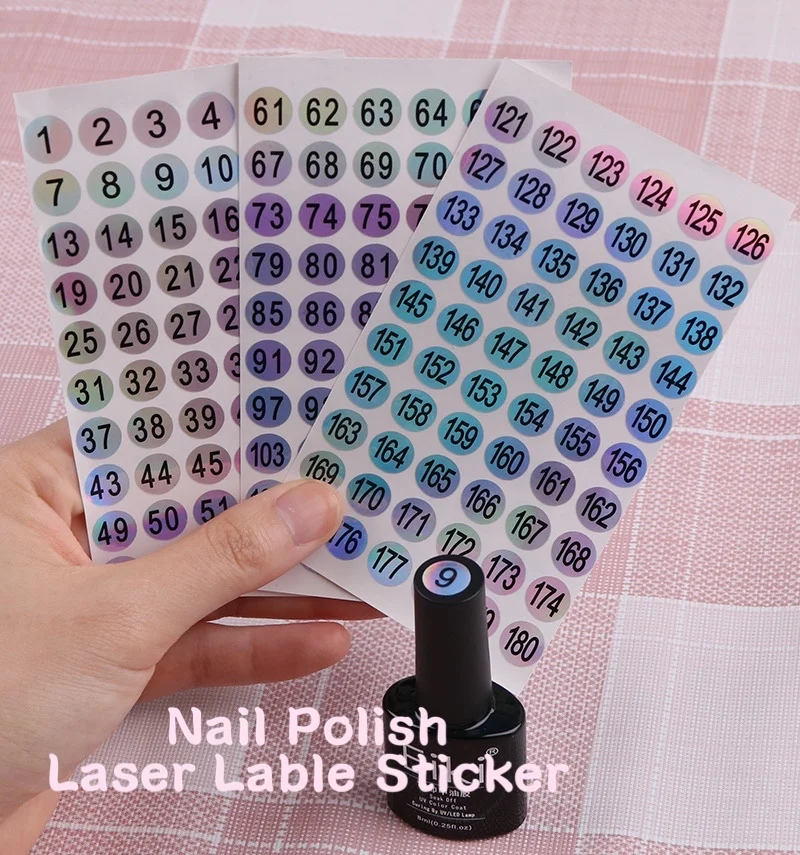 

Number 1-180 Waterproof Nail Polish Laser Stickers DIY Craft Lipstick Color Label Tags Manicure Salon Tools Stationery Supplies