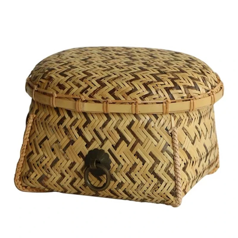 Корзина для хранения чайной посуды с темной подкладкой ручной работы основной