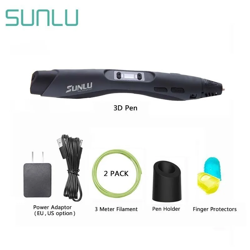 SUNLU, волшебная 3D Ручка, SL-300, черный цвет, 3D печать, ручки, поддержка пла/АБС-пластика, 1,75 мм, для креативного ремесла и в качестве подарка