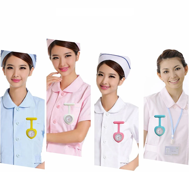 

Peach Heart Nurse Watches Pocket Nuring Watch Medical Silicone Quartz Watches Heart Dial FOB Doctor Clock 10pcs