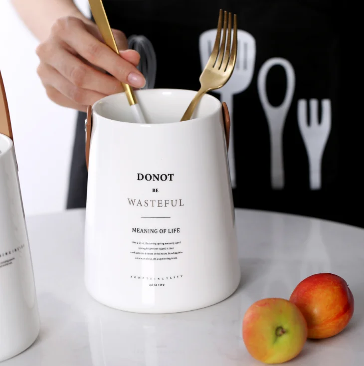 Столовые приборы с кожаными ручками контейнер для столовых приборов креативная