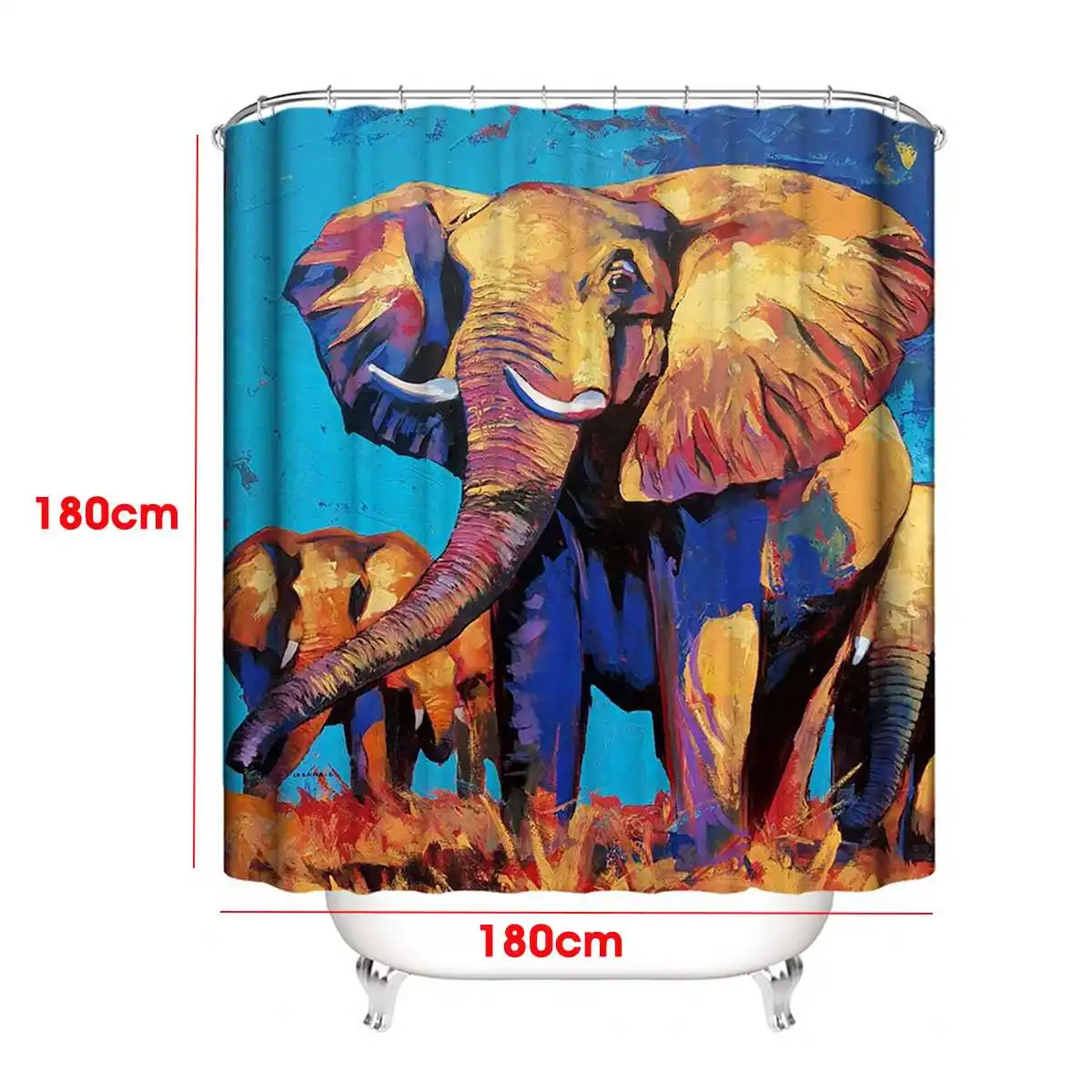 

180x180cm Bathroom Set Waterproof Shower Curtain Bath Cover Bathroom Decor GRAFFITI Elephant Type