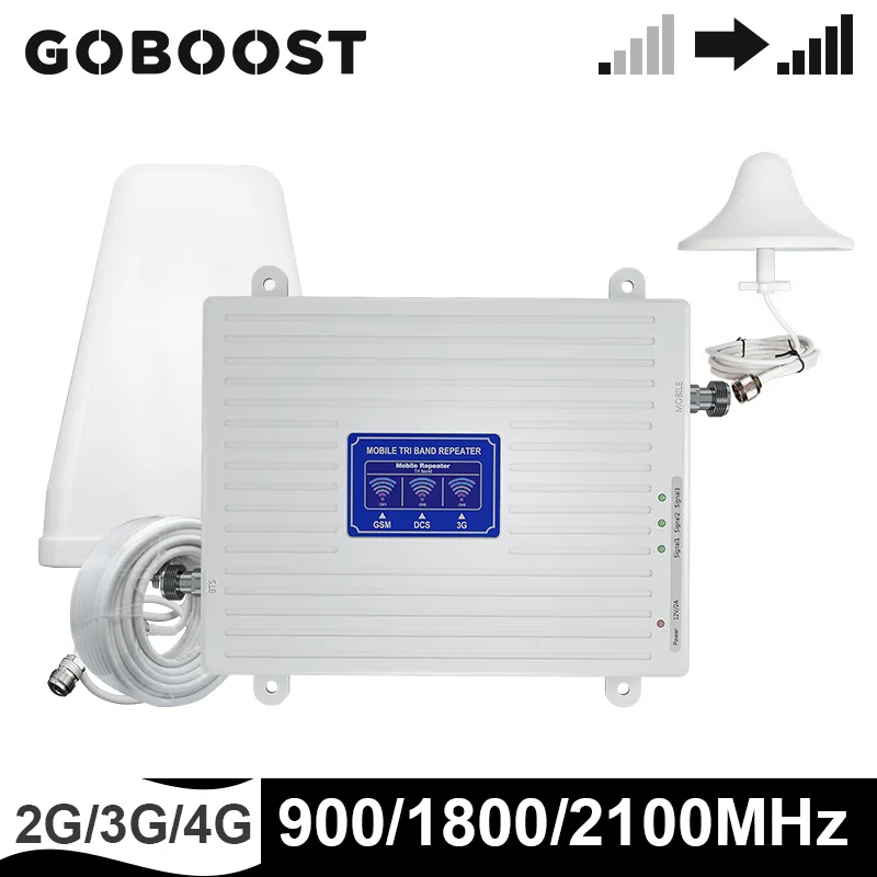 Усилитель сигнала GOBOOST GSM 900 LTE 1800 2100 МГц 2g 3g 4g комплект антенных кабелей для