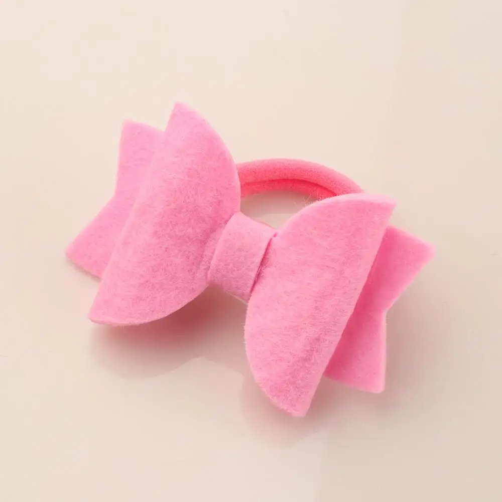 

20pcs ins Fashion Cute Felt Bow Hair Ties Candy Color Bowknot Elastic Hair Bands Princess Headwear Boutique Hair Accessories
