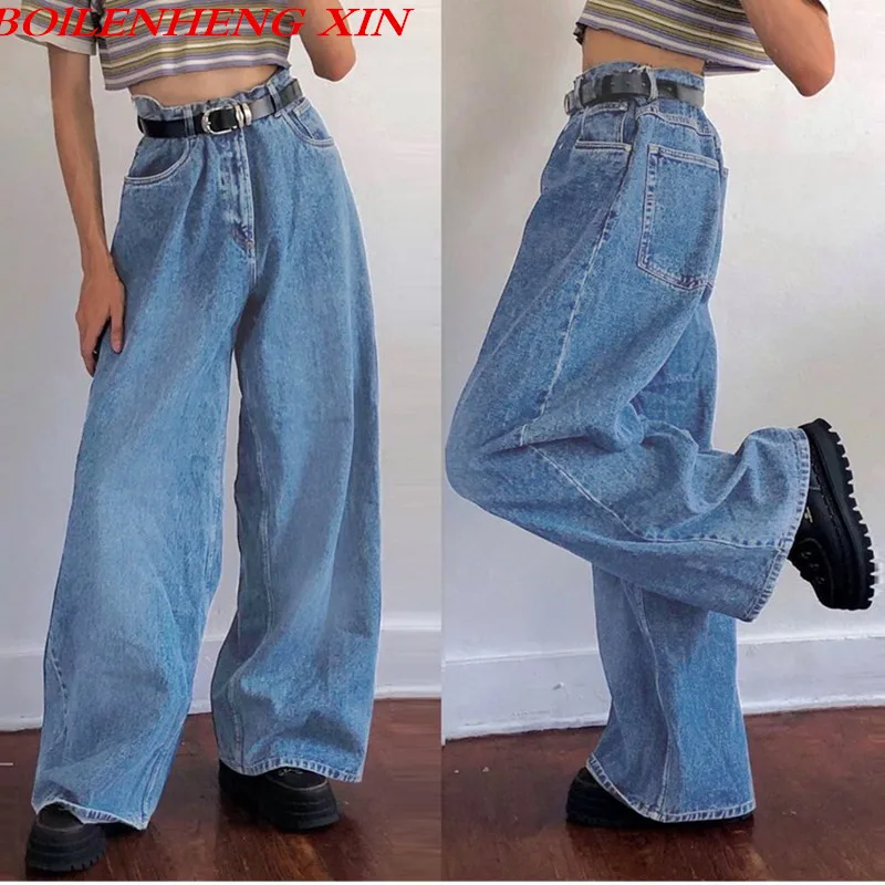 

Springtime Office Lady High Waist Loose Women Denim Jeans Streetwear Vintage Long Wide Leg Jeans Harem Pants Female