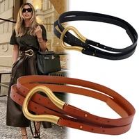 fashion leather arc metal horseshoe buckle big u belt ladies thin belt soft wear belt ladies high quality watchband