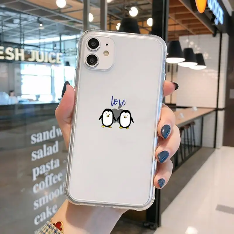 

Cute little penguin Phone Case Transparent for iPhone 11 12 mini pro XS MAX 8 7 6 6S Plus X 5S SE 2020 XR