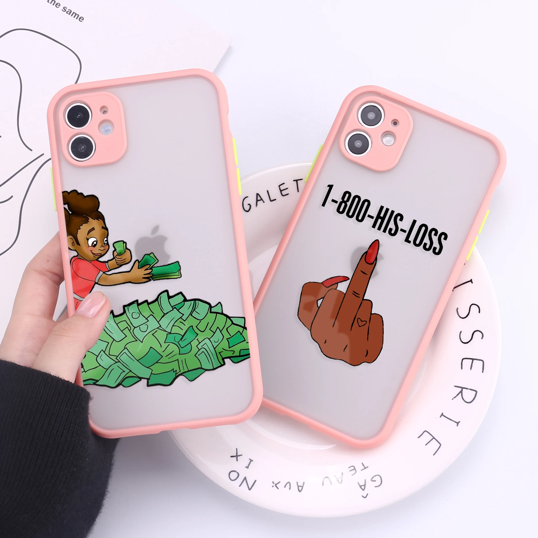 

Queen Afro Melanin Poppin Girl Camera Protection Phone Cases For iPhone 11 13Pro Max XR XS Max X 8 7Plus Matte Shockproof Cover