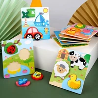 3d wooden puzzle jigsaw toys for children educational cartoon animals early learning cognition intelligence puzzle game for kids
