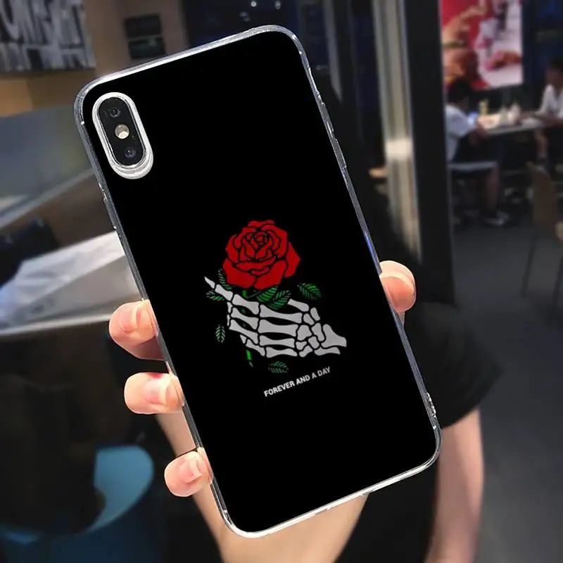 

Skull Roses flower grim Reaper pattern Phone Case Transparent soft For iphone 5 5s 5c se 6 s 7 8 11 12 plus mini x xs xr pro max