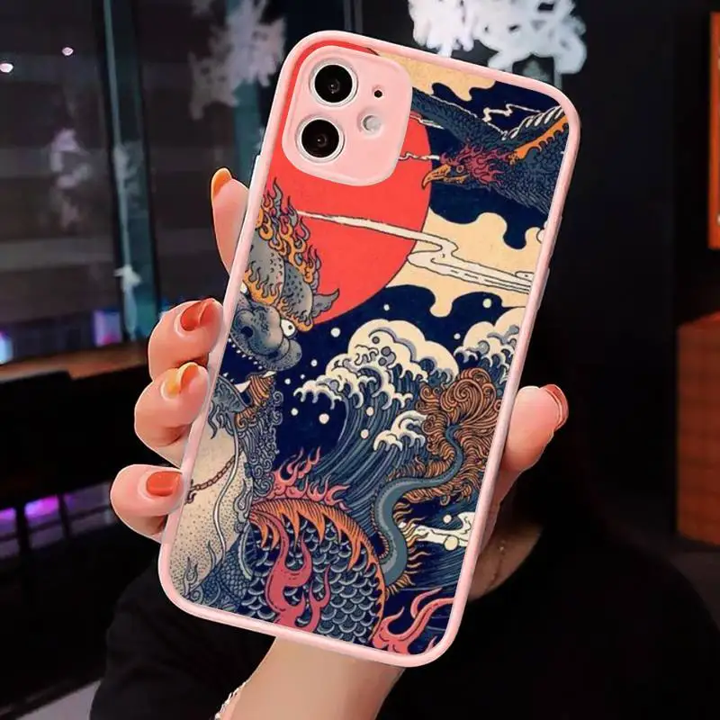 

Japanese Style Art Japan Phone Case Matte Transparent for iPhone 7 8 11 12 s mini pro X XS XR MAX Plus cover funda shell