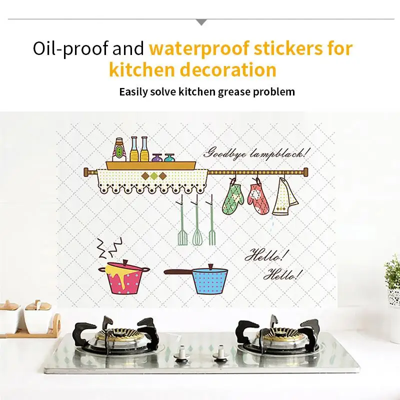 90*60cm Wall Stickers Oil Proof 1 Pcs Wallpaper Paste Kitchen Accessories Foil Fumes Home Decor Heat Resistant | Дом и сад