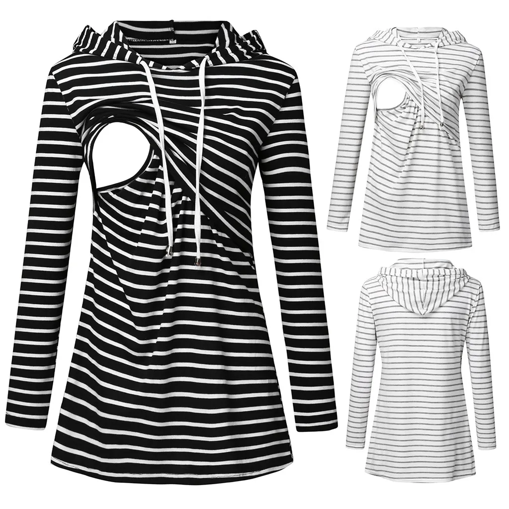 Женская толстовка в полоску с длинным рукавом для беременных толстовки кормящих