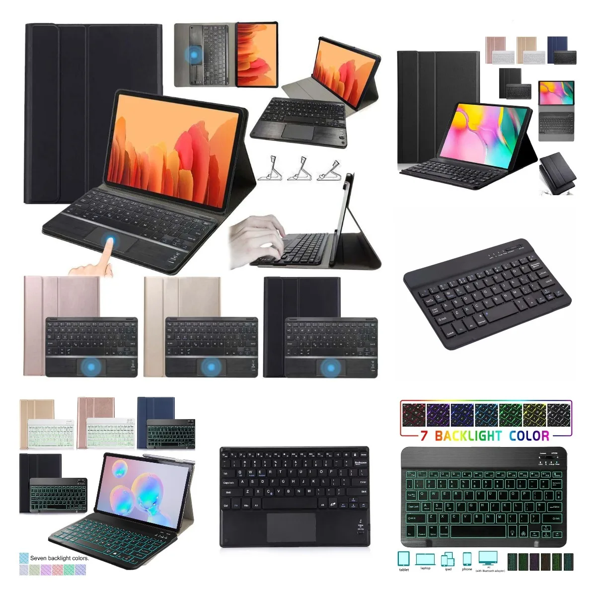 

Slim Magnetic Case For iPad 9.7 2018 2017 5th 6th Pro 9.7 Air 1 2 tablet Bluetooth 7 colors Backlight Touch Pad Keyboard cover