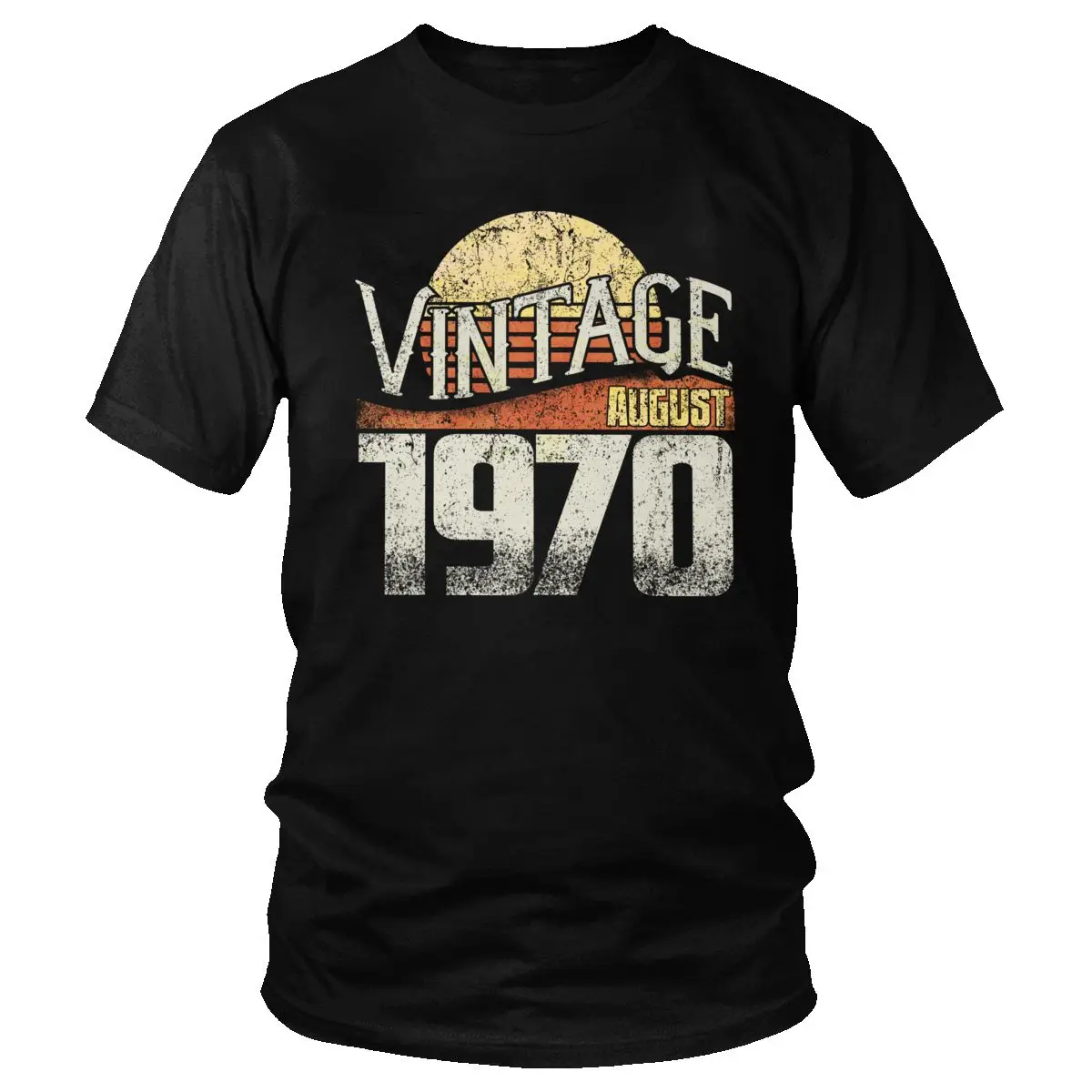Cool Born In 1970 August T Shirt Men Short Sleeve 50 Year Old T-shirt 50th Birthday Printed Tshirt Pure Cotton Slim Fit Tee Top