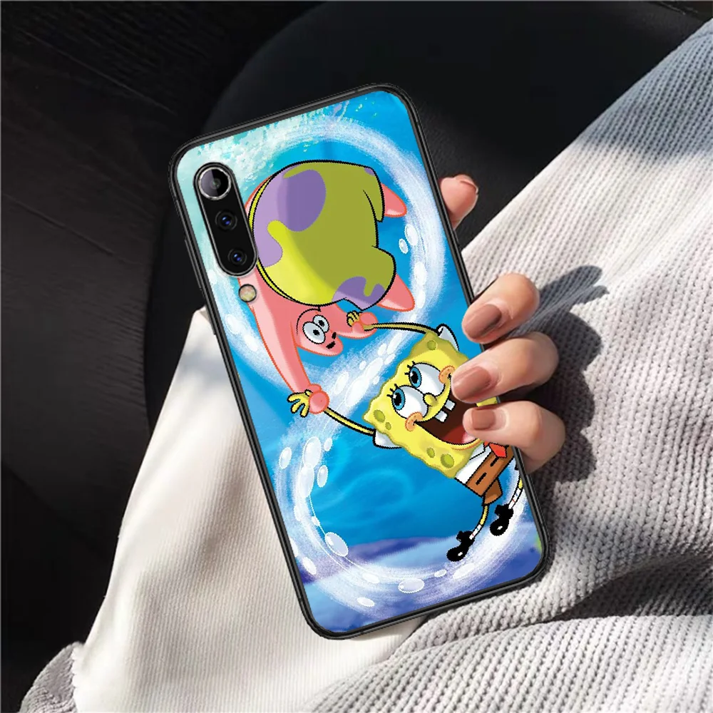 

Cartoon Sponges Cute Bob Phone case Cover Hull For Xiaomi Mi A2 A3 8 9 9T Note 10 Se Lite Pro black Hoesjes Tpu Etui Luxury Back