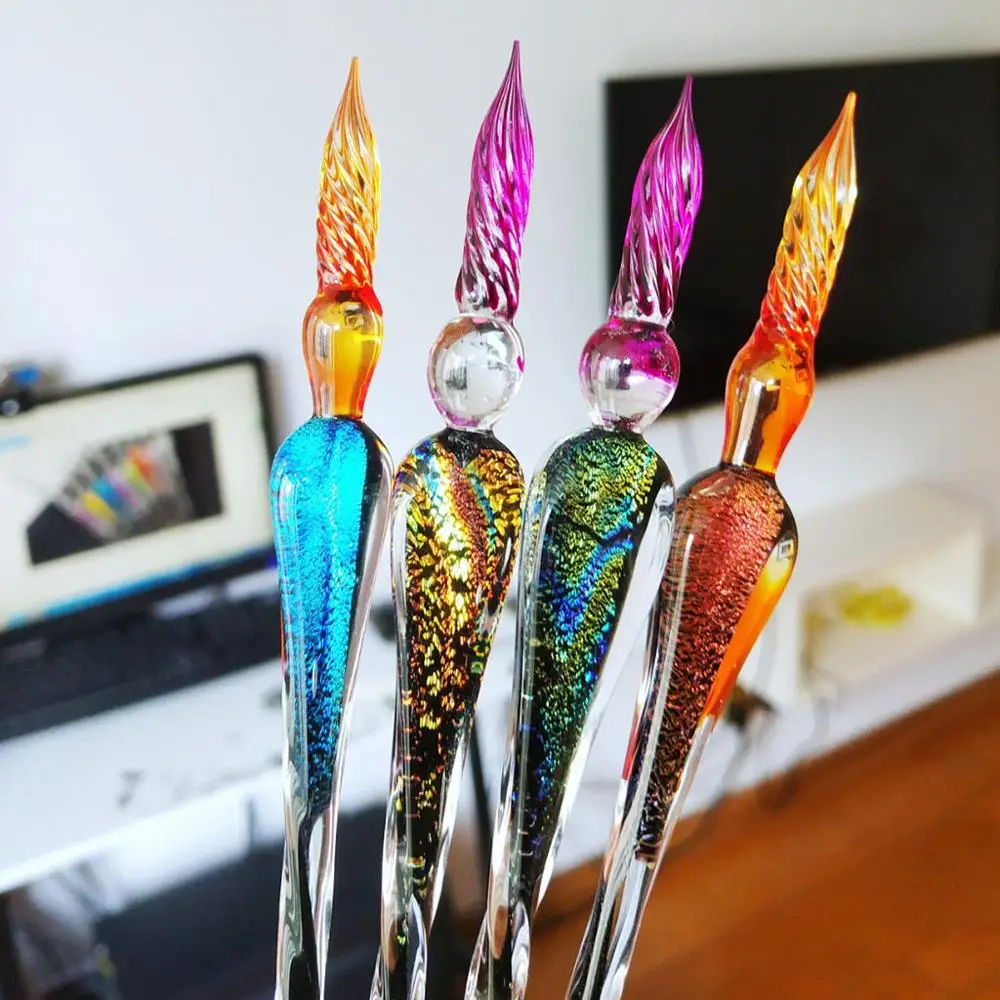 Винтажная стеклянная перьевая ручка со звездным небом набор чернил для подписи