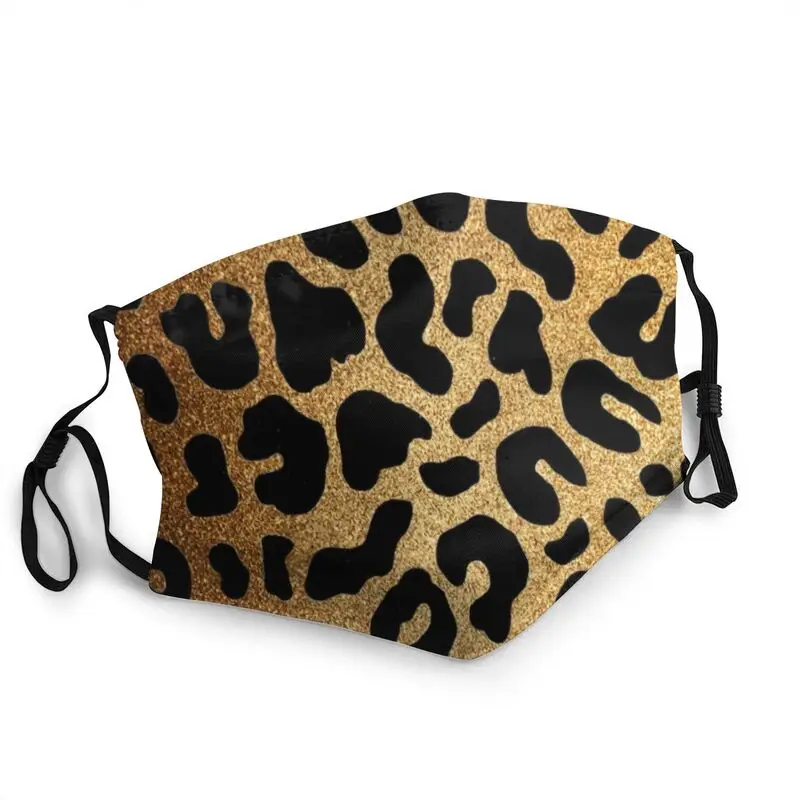 

Блестящая леопардовая маска для лица, неодноразовая маска для лица с животным принтом, маска для защиты от пыли в стиле унисекс, респиратор, ...
