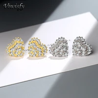 viwisfy luxury cute 18k gold crystal heart stud real 925 sterling silver earring for women wedding jewelry vw21088