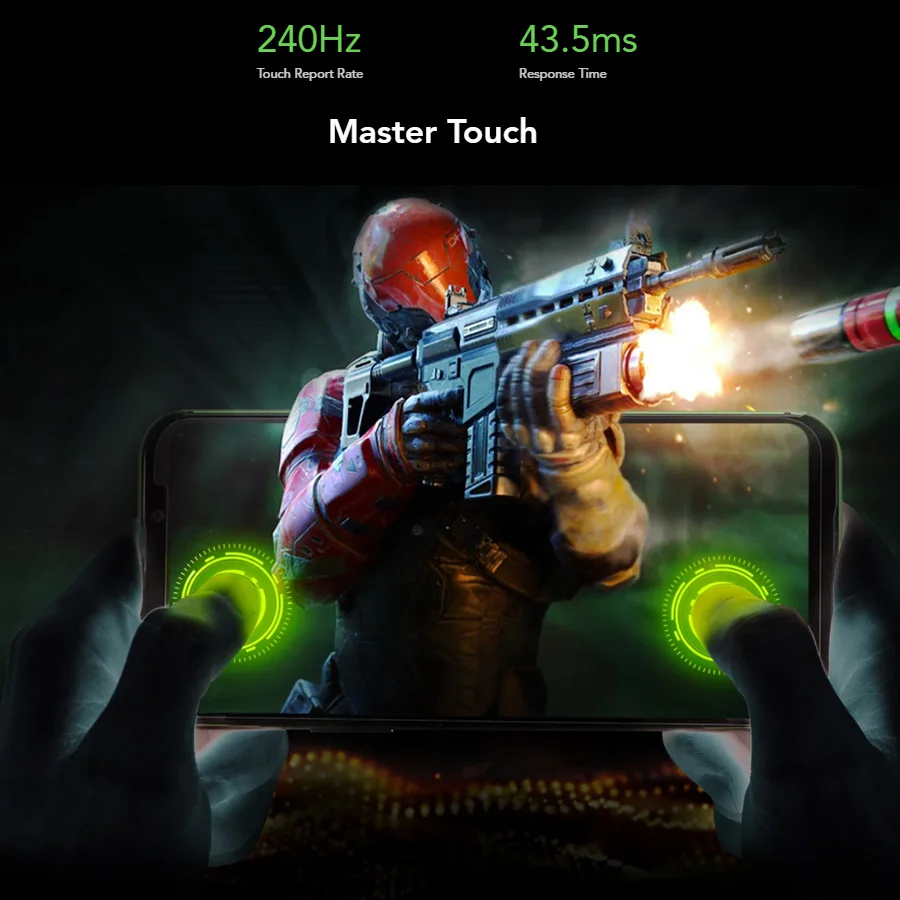 Мобильный телефон Xiaomi Black Shark 2 с 6.39" экраном, 6/8 ГБ оперативной памяти, 128 ГБ встроенной памяти, процессором Snapdragon 855 OctaCore на Android 9.0, поддержкой двух SIM-карт и поддержкой игр.