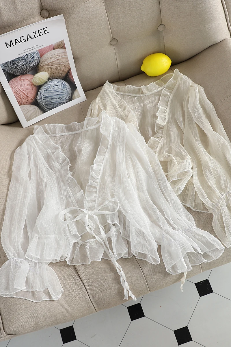 

The New Lace Cardigan Lazy Wind, Light and Versatile, Perspective Bandage, Small Shawl, Holiday Fairy Sunscreen Shirt B419