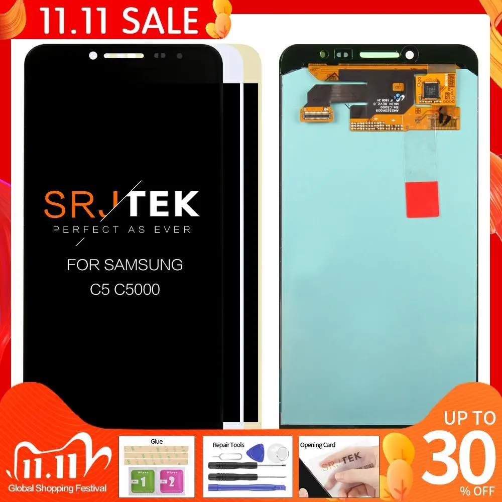 ЖК-дисплей AMOLED/OLED Srjtek для Samsung Galaxy C5 C5000 сенсорный дигитайзер сенсорное Стекло в
