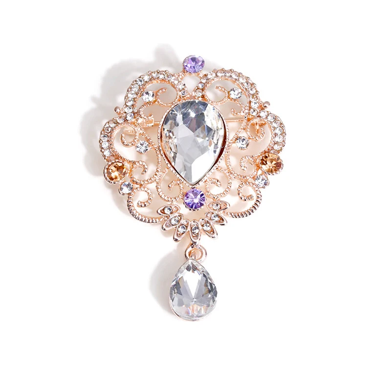 Женские Элегантные барокко Броши вечерние с украшением в виде кристаллов капли