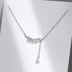 925 Серебряное ожерелье для женщин, украшенные кристаллами, с висящими кисточками лист капли воды очарование кулон элегантные вечерние ювелирные изделия dz615