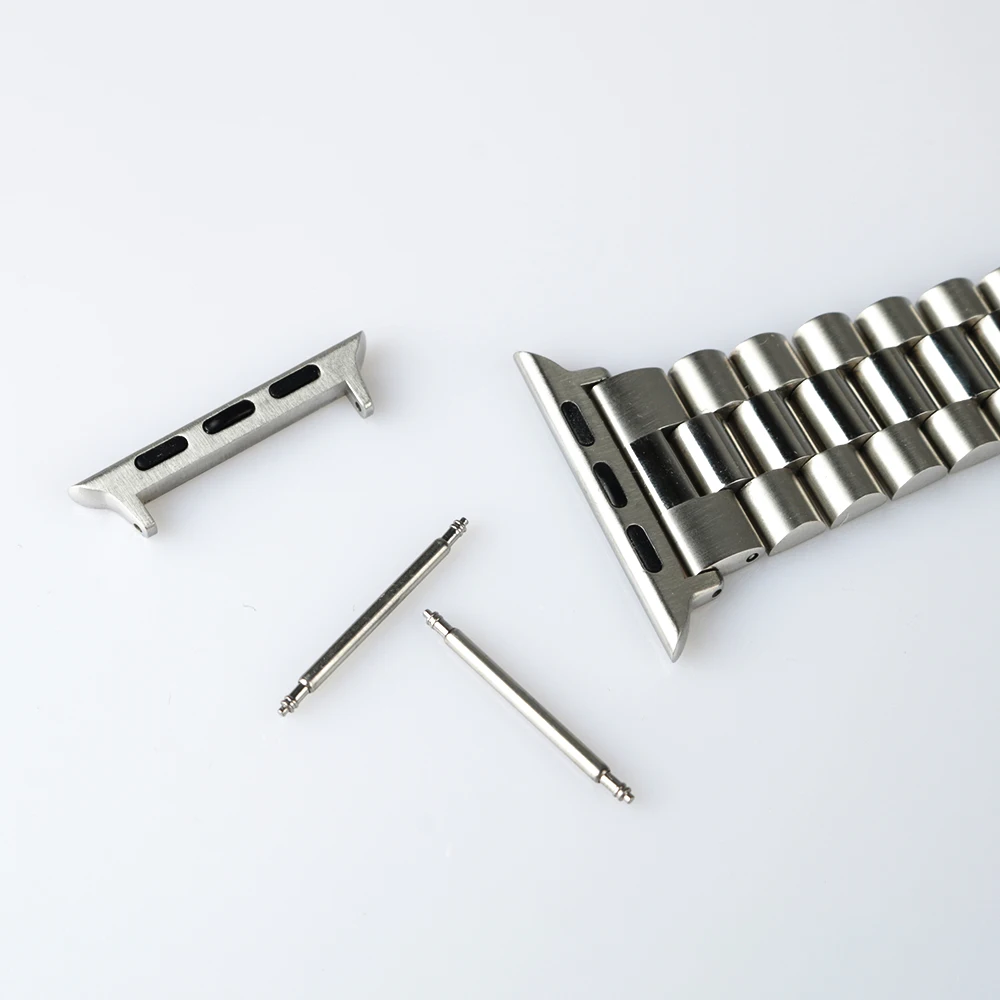 Rolamy 38 40 42 44mm Solid Stainless Steel Replacement Wrist Bracelet Oyster Watch Band With Adapter For Iwatch Apple Watch