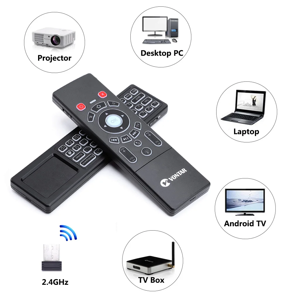 2 4G Air mouse Мини Беспроводной клавиатура с подсветкой дистанционного Управление