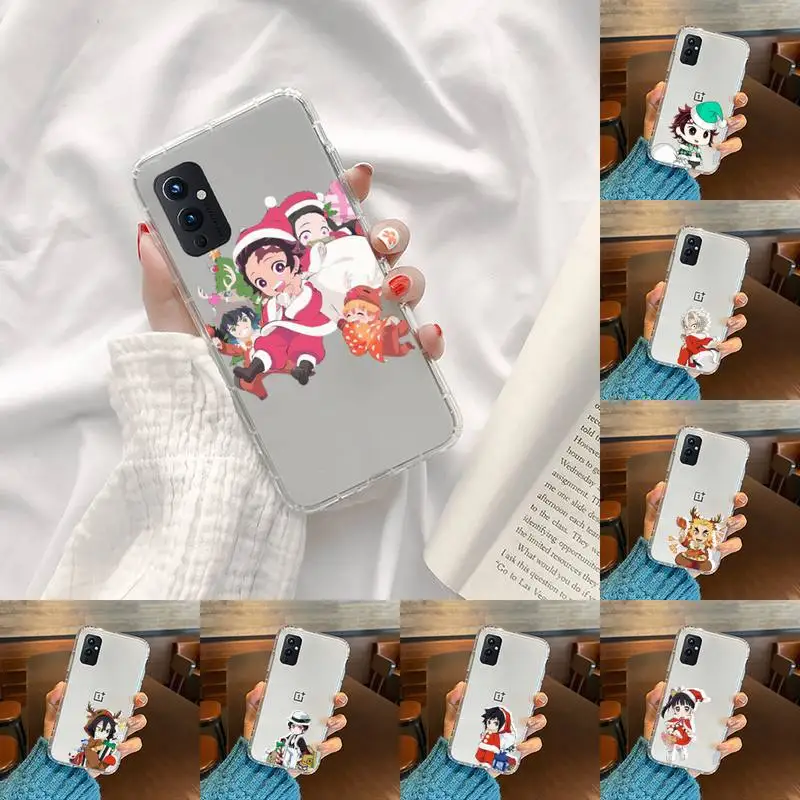 

Christmas Demon Slayer Phone Case Transparent For OnePlus 9 8 7 7t 8t Oppo find X3 X2 reno5 Vivo X60 X50 Pro MeiZu 17 16XS